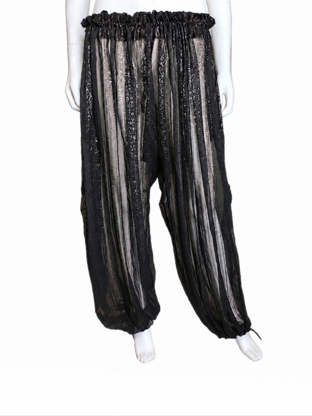 PETAR PETROV | GAEL Black Sheer Voile Harem Pants SS22 Small
